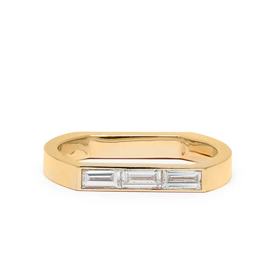 Alliance Uraeus droite Baguette - Or jaune 18k - diamant éthique - Loyale Paris