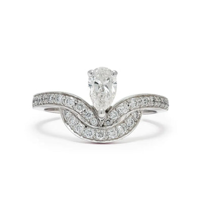 Bague Emblème 0.5ct Poire pavée - Or blanc 18k - diamant éthique - Loyale Paris