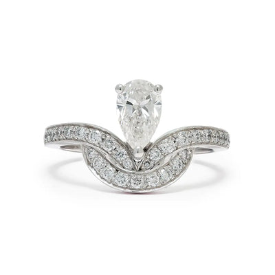 Bague Emblème 0.7ct Poire pavée - Or blanc 18k - diamant éthique - Loyale Paris