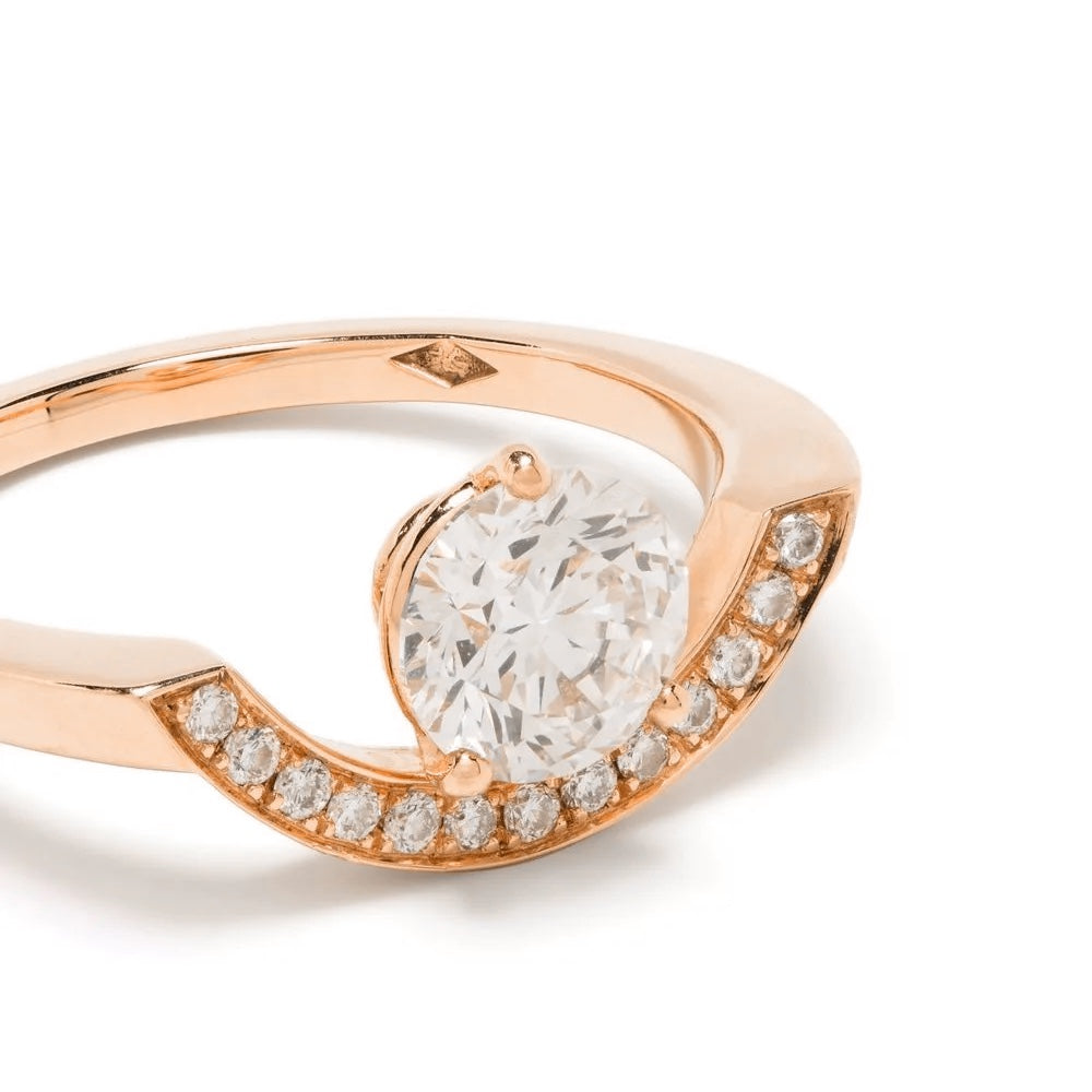 Bague Intrépide grand arc 1ct pavée - Or rose 18k - diamant éthique - Loyale Paris