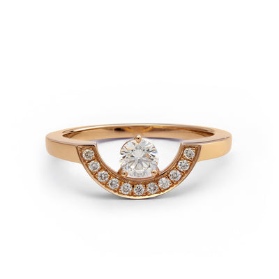 Bague Intrépide petit arc 0.25ct pavée - Or rose 18k - diamant éthique - Loyale Paris