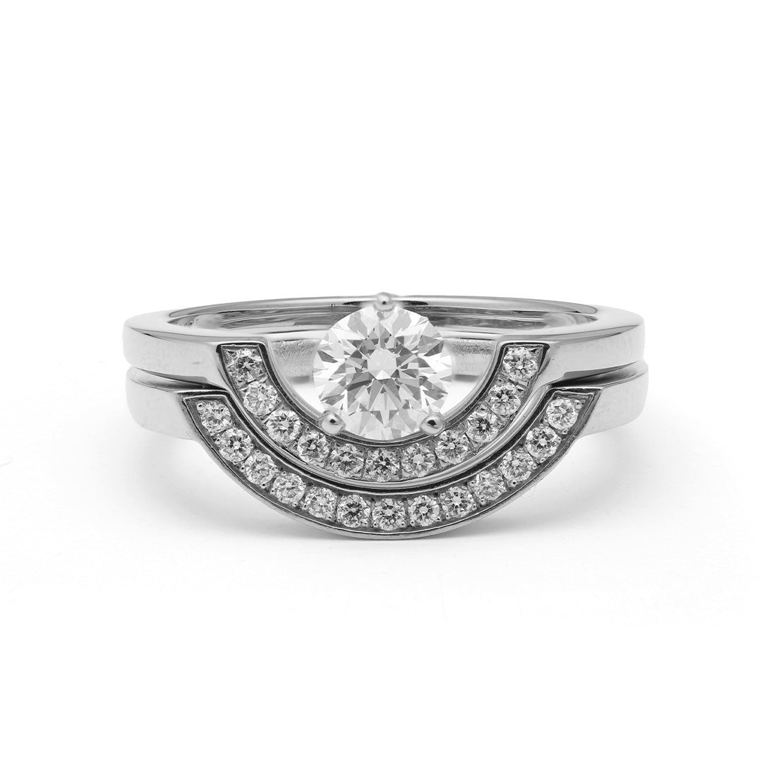 Bague Intrépide petit arc 0.5ct pavée - Or blanc 18k - diamant éthique - Loyale Paris
