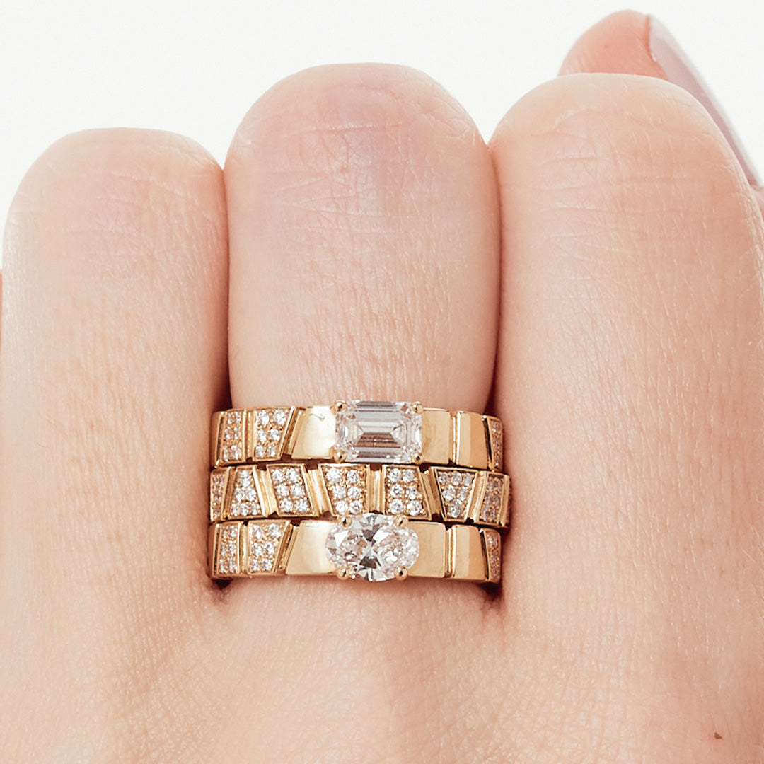 Bague Ride & Love pavée - Or rose 18k - diamant éthique - Loyale Paris