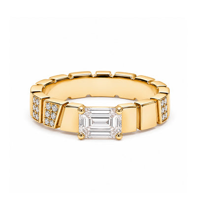 Bague Ride & Love semi-pavée 0.6ct Émeraude - Or jaune 18k - diamant éthique - Loyale Paris