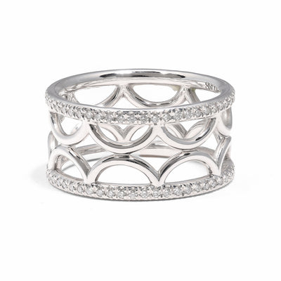 Bague bandeau Perpétuel.le semi-pavée - Or blanc 18k - diamant éthique - Loyale Paris