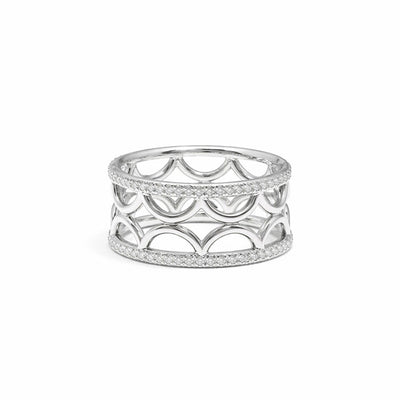 Bague bandeau Perpétuel.le semi-pavée - Or blanc 18k - diamant éthique - Loyale Paris