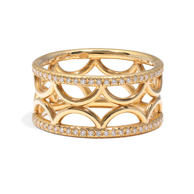 Bague bandeau Perpétuel.le semi-pavée - Or jaune 18k - diamant éthique - Loyale Paris