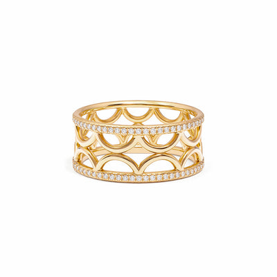 Bague bandeau Perpétuel.le semi-pavée - Or jaune 18k - diamant éthique - Loyale Paris