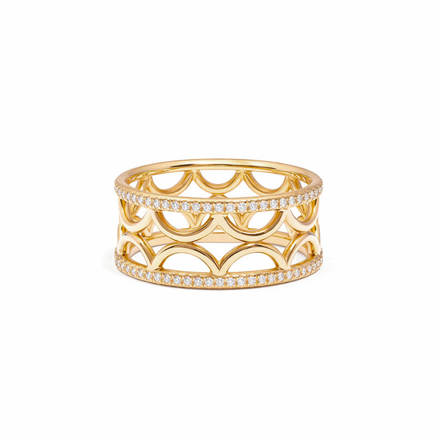 Bague bandeau Perpétuel.le semi-pavée - Or jaune 18k - diamant éthique - Loyale Paris