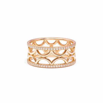 Bague bandeau Perpétuel.le semi-pavée - Or rose 18k - diamant éthique - Loyale Paris