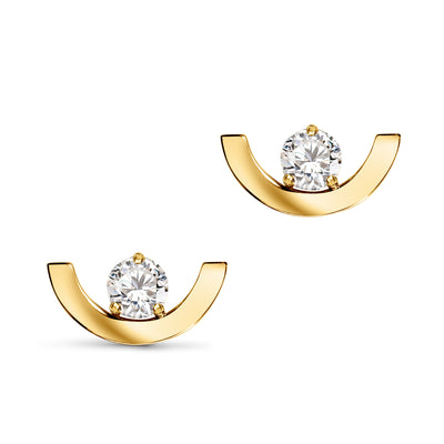 Boucle d'oreille Intrépide petit arc 0.25ct - Or jaune 18k - diamant éthique - Loyale Paris