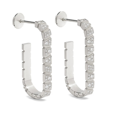 Boucles d oreilles Ride Love pavees Medium - Or blanc 18k - diamant ethique - Loyale Paris - 1
