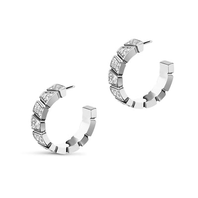 Boucles d'oreilles Ride & Love pavées Small - Or blanc 18k - diamant éthique - Loyale Paris