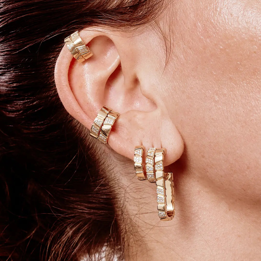 Boucles d'oreilles Ride & Love pavées Small - Or rose 18k - diamant éthique - Loyale Paris