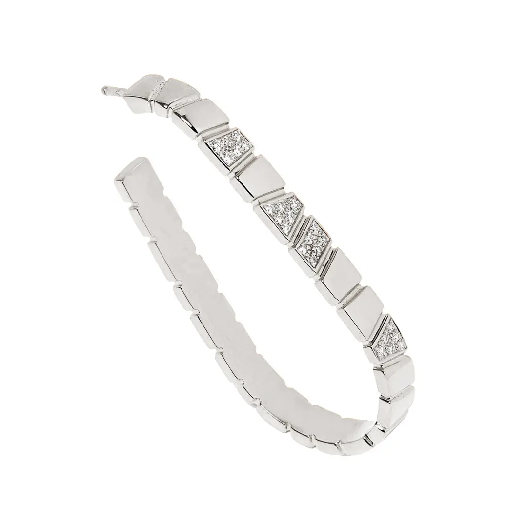 Boucles d'oreilles Ride & Love semi-pavées Large - Or blanc 18k - diamant éthique - Loyale Paris