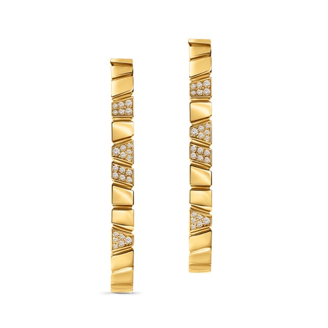 Boucles d'oreilles Ride & Love semi-pavées Large - Or jaune 18k - diamant éthique - Loyale Paris