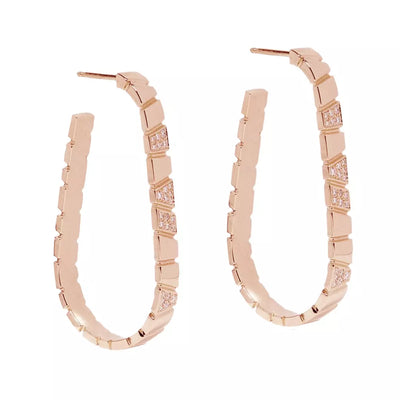 Boucles d'oreilles Ride & Love semi-pavées Large - Or rose 18k - diamant éthique - Loyale Paris