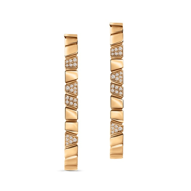 Boucles d'oreilles Ride & Love semi-pavées Large - Or rose 18k - diamant éthique - Loyale Paris