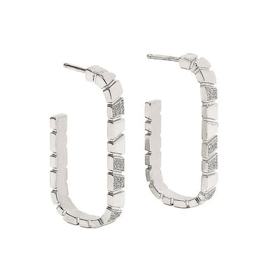 Boucles d oreilles Ride Love semi-pavees Medium - Or blanc 18k - diamant ethique - Loyale Paris - 1