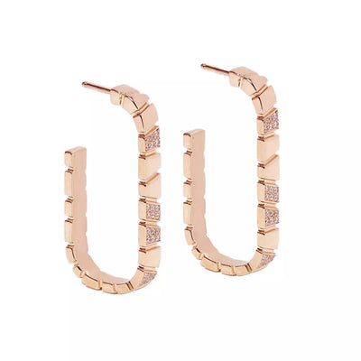 Boucles d'oreilles Ride & Love semi-pavées Medium - Or rose 18k - diamant éthique - Loyale Paris