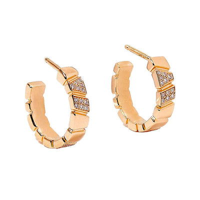 Boucles d oreilles Ride Love semi-pavees Small - Or jaune 18k - diamant ethique - Loyale Paris - 1