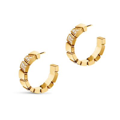 Boucles d oreilles Ride Love semi-pavees Small - Or jaune 18k - diamant ethique - Loyale Paris - 1