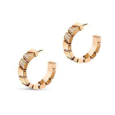 Boucles d oreilles Ride Love semi-pavees Small - Or rose 18k - diamant ethique - Loyale Paris - 1