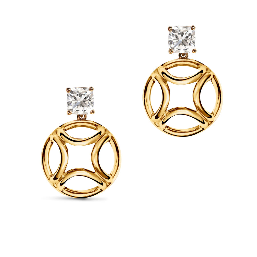 Boucles d'oreilles pendantes Perpétuel.le 0.5ct x2 Coussin - Or jaune 18k - diamant éthique - Loyale Paris