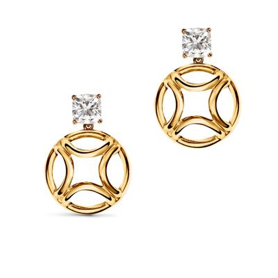 Boucles d'oreilles pendantes Perpétuel.le 1ct x2 Coussin - Or jaune 18k - diamant éthique - Loyale Paris