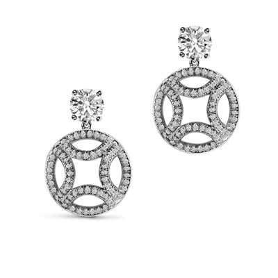 Boucles d'oreilles pendantes Perpétuel.le 1ct x2 pavées - Or blanc 18k - diamant éthique - Loyale Paris