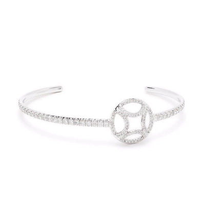 Bracelet jonc Perpétuel.le pavé - Or blanc 18k - diamant éthique - Loyale Paris