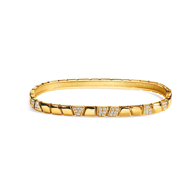 Bracelet jonc Ride & Love semi-pavé - Or jaune 18k - diamant éthique - Loyale Paris