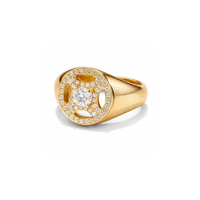 Chevalière Perpétuel.le 0.25ct pavée - Or jaune 18k - diamant éthique - Loyale Paris