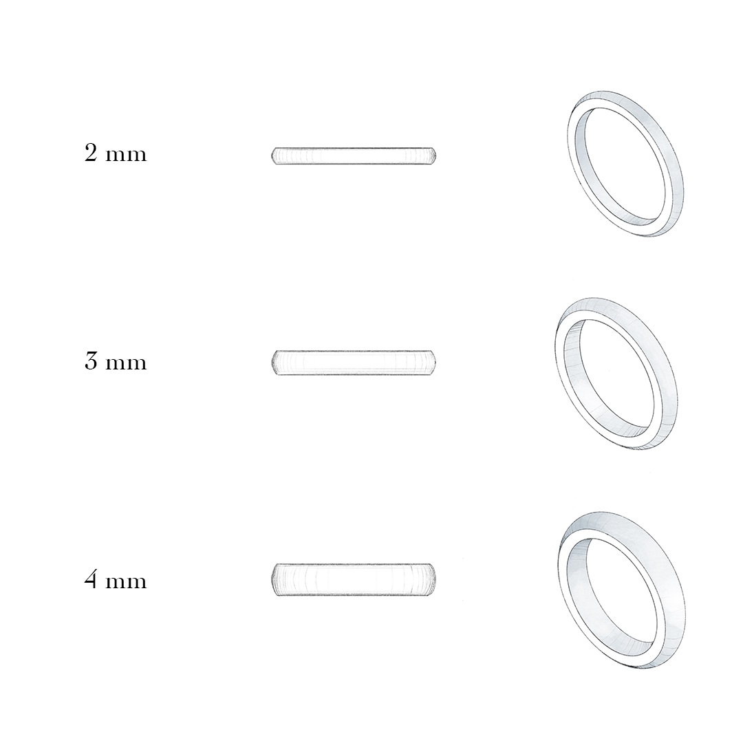 Schéma détaillé de l’alliance Absolue Signature illustrant sa taille et son design par la maison de joaillerie éthique Loyal.e Paris