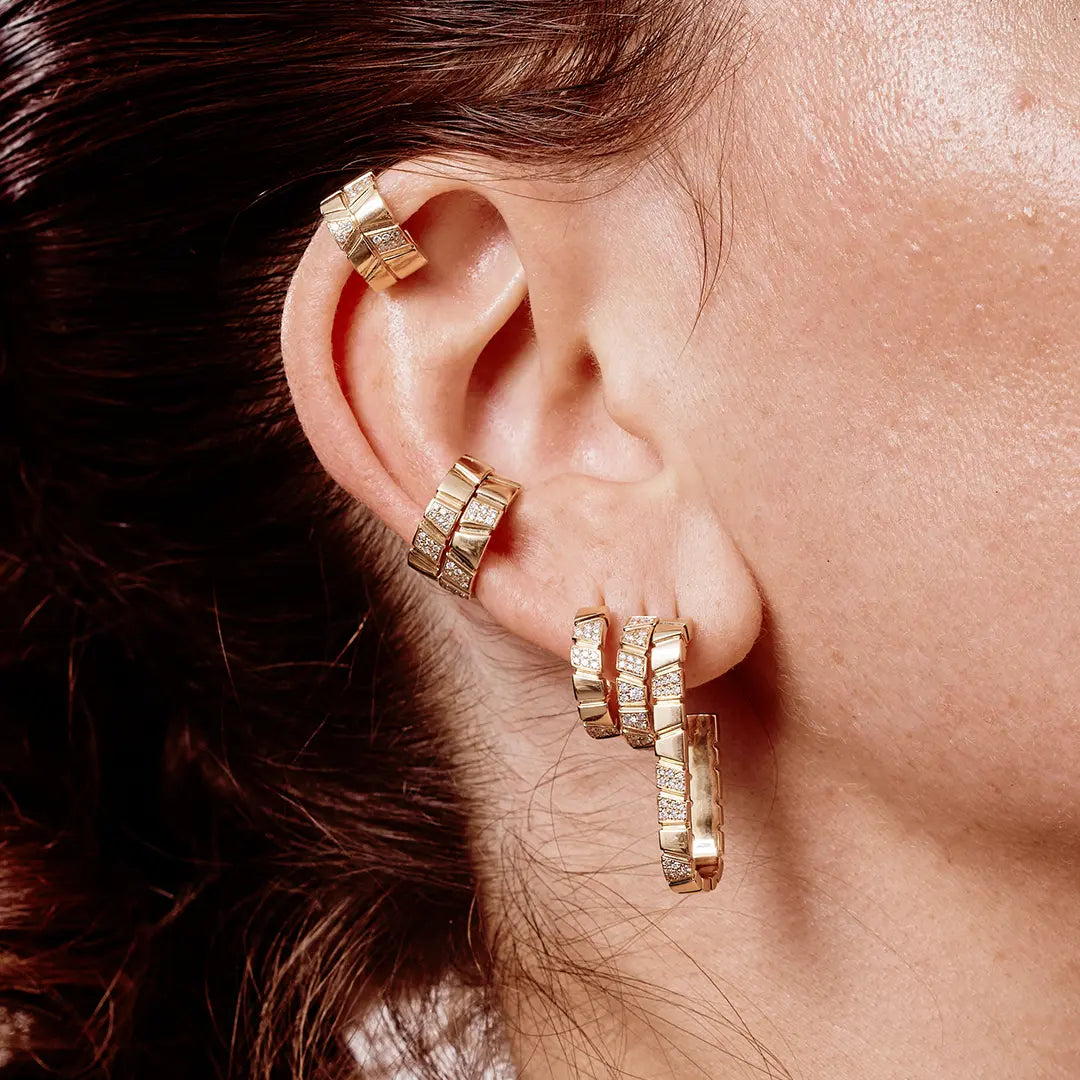 Earcuff Ride & Love semi-pavée Small - Or rose 18k - diamant éthique - Loyale Paris