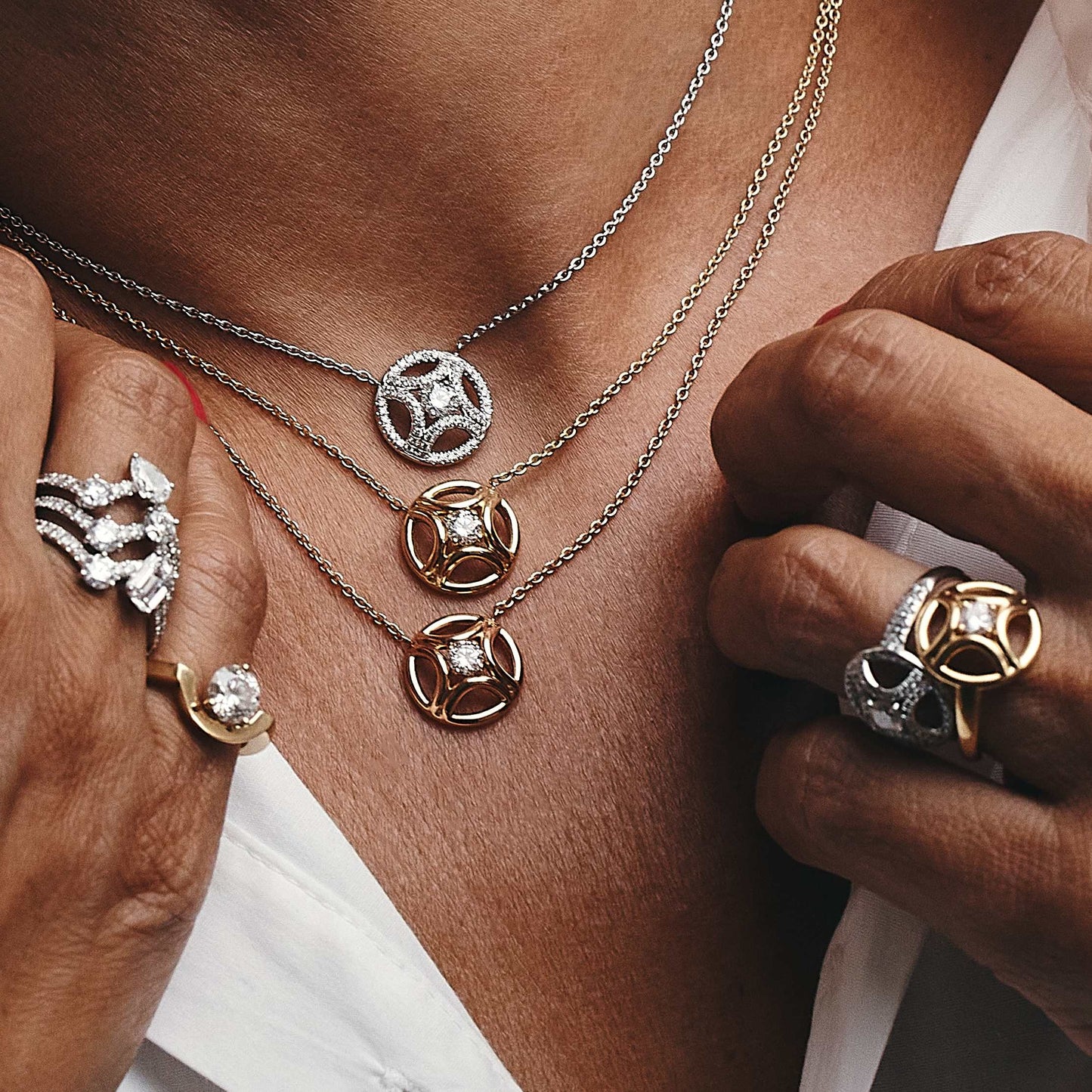 Pendentif Perpétuel.le pavé - Or blanc 18k - diamant éthique - Loyale Paris