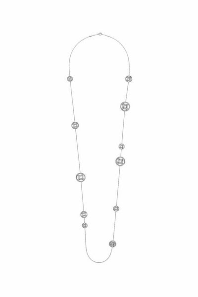 Sautoir Perpétuel.le semi-pavé - Or blanc 18k - diamant éthique - Loyale Paris