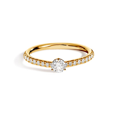 Solitaire Absolu.e 0.25ct pavé - Or jaune 18k - diamant éthique - Loyale Paris