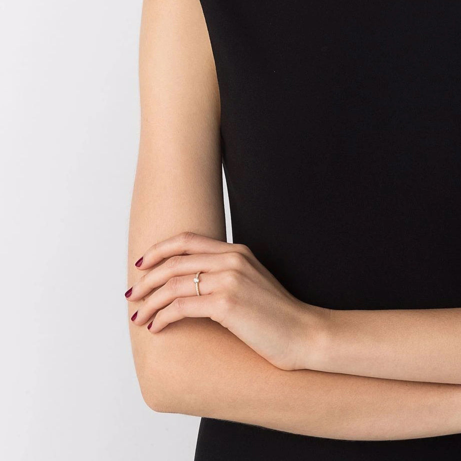 Solitaire Absolu.e 0.25ct pavé - Or rose 18k - diamant éthique - Loyale Paris