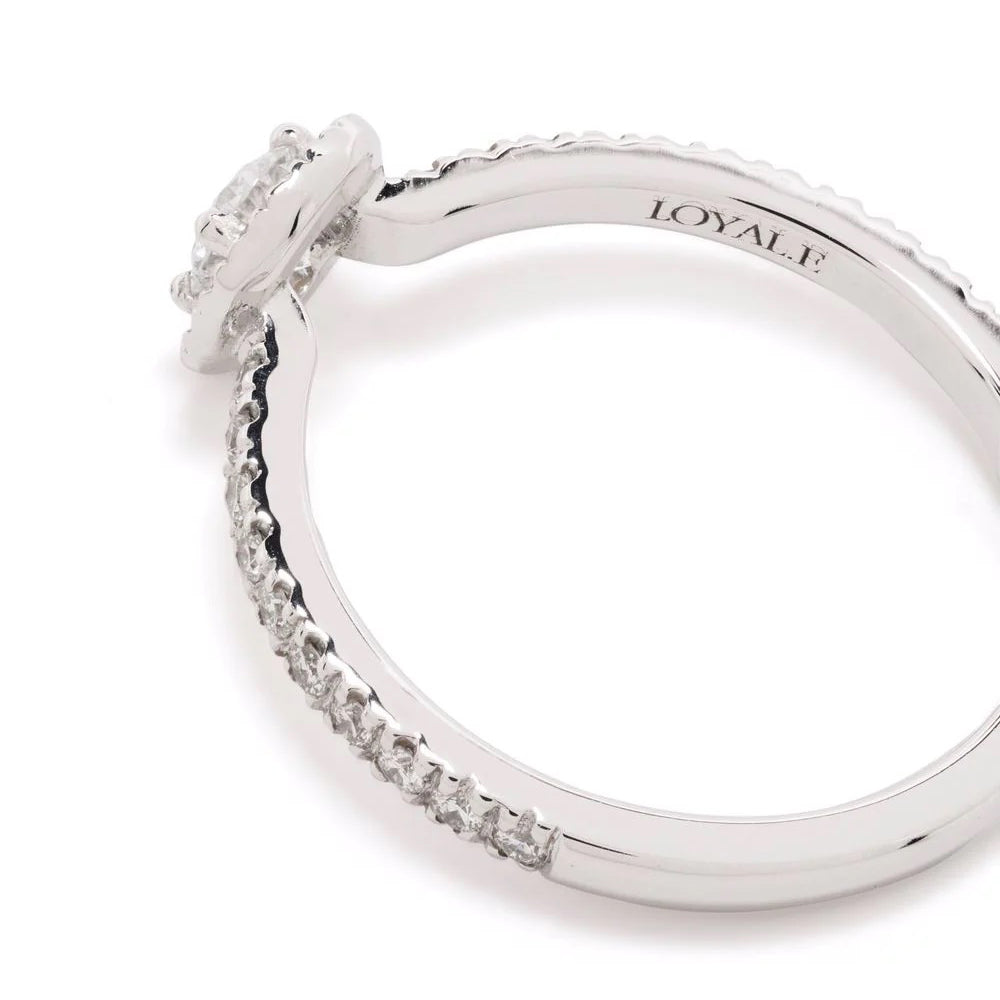 Solitaire Absolu.e Couronne 0.25ct pavé - Or blanc 18k - diamant éthique - Loyale Paris