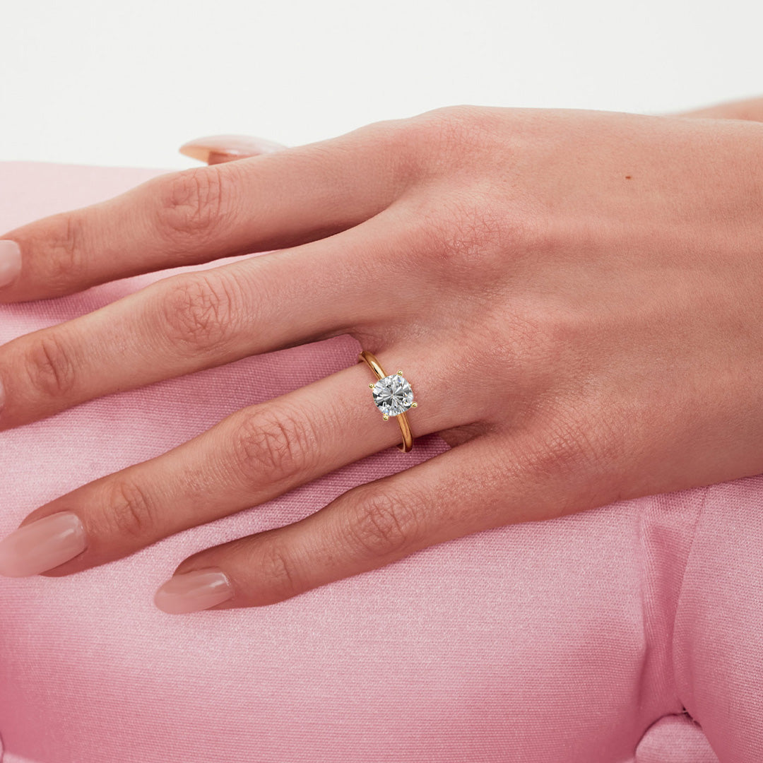 Solitaire Absolue 1ct Coussin - Or rose 18k - diamant éthique - Loyale Paris