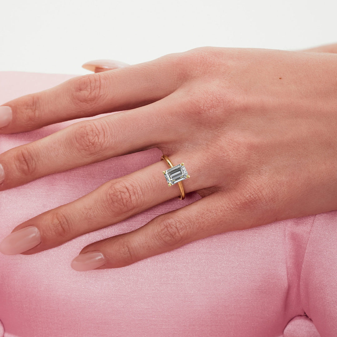 Solitaire Absolue 1ct Émeraude - Or jaune 18k - diamant éthique - Loyale Paris