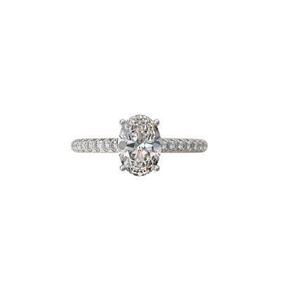 Solitaire Absolue 1ct pavé Ovale - Or blanc 18k - diamant éthique - Loyale Paris