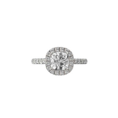 Solitaire Absolue Couronne 1ct pavé Coussin - Or blanc 18k - diamant éthique - Loyale Paris