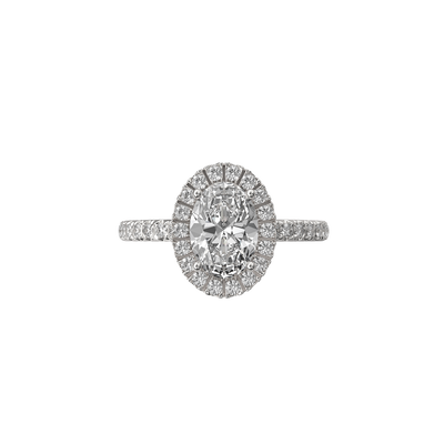 Solitaire Absolue Couronne 1ct pavé Ovale - Or blanc 18k - diamant éthique - Loyale Paris