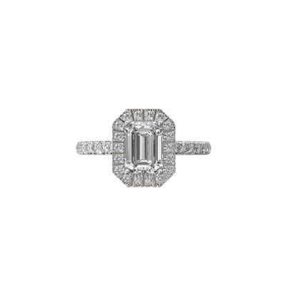Solitaire Absolue Couronne 1ct pavé Émeraude - Or blanc 18k - diamant éthique - Loyale Paris