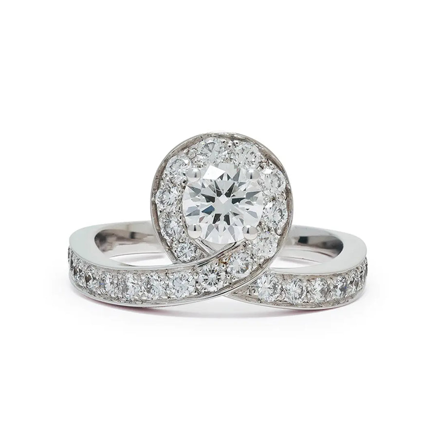 Solitaire Lien Éternel 0.7ct pavé - Or blanc 18k - diamant éthique - Loyale Paris