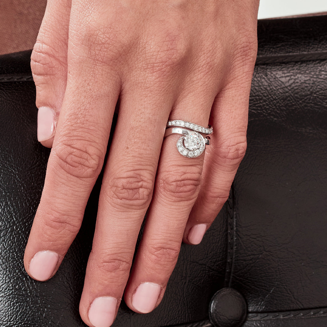 Alliance Amour Éternel pavée - Or blanc 18k - diamant éthique - Loyale Paris