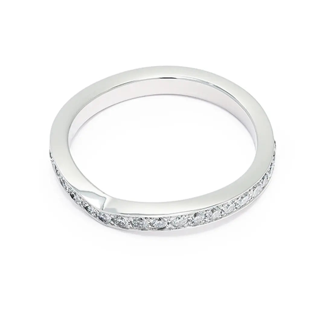 Alliance Lien Éternel pavée - Or blanc 18k - diamant éthique - Loyale Paris