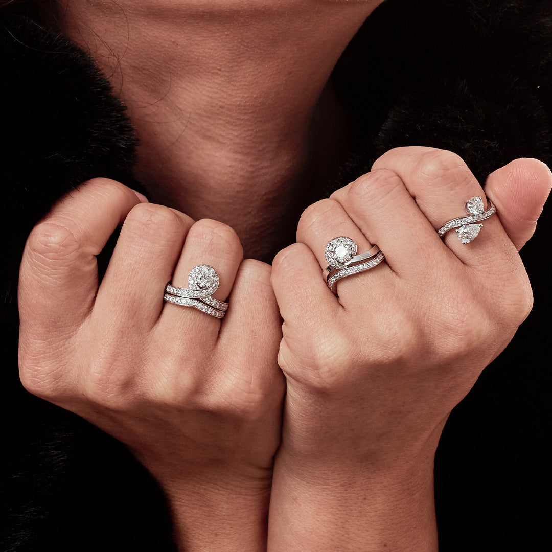 Alliance Lien Éternel pavée - Or blanc 18k - diamant éthique - Loyale Paris